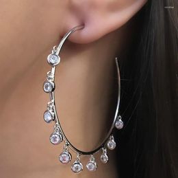 Hoop Earrings Round Circle Small White Zirconias Colorful Stone Vintage For Elegant Women Jewelry Boho Statement Bijoux