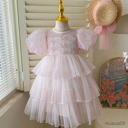 Girl's Dresses Baby Girls Summer Clothes Vintage Princess Ball Gown for Kids Birthday Layered Dress 4-8Y