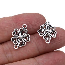 10ps Antique Silver Plated Clover Charm Connectors for Jewellery Making Bracelet Findings Accessories DIY Craft