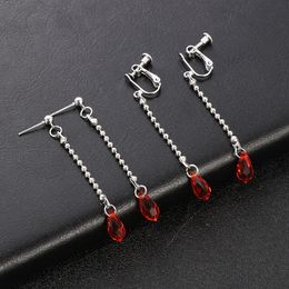 Big Size Red Kurapika Kurta Cosplay Earrings Anime Hunter x Hunter Clip Earrings for Women Men Christmas Jewelry Gift