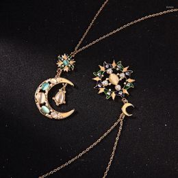 Pendant Necklaces Bohemia Star Moon Series Long Opal Pendants Enamel Sweater Chains Adjustable For Women Fashion Jewellery Drop