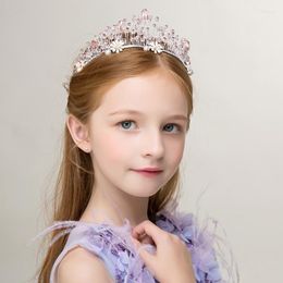 Hair Clips TB034 Girl Princess Headpiece Crown Crystal Rhinestone Daisy Flower-Girl Hairwear Child Wed Pageant Birthday Accessories