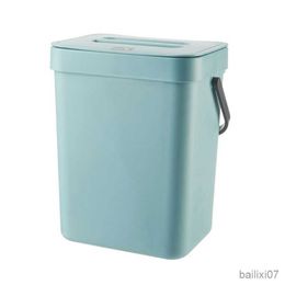 Basket Household Cabinet Door Wall-mounted Small Trash Can Plastic Mountable Basket Bucket Hanging Waste Bin with Lid for Office