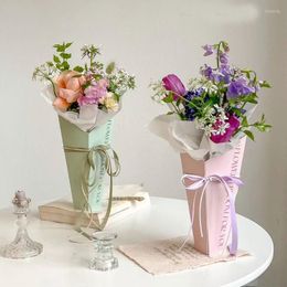 Gift Wrap 25x45cm Handheld Bouquet Packaging Box Flowers Decorations Embrace Pink Flower Tube Florist Floral Beige Small Wrapping