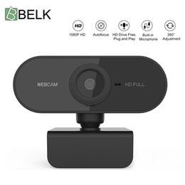 Веб -камеры Belk Webcam Full HD 1080p Веб -камера с микрофоном для прямой трансляции Video Calling Conference Computer PC Врастающие камеры