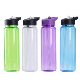 water bottle Outdoor Sports 750ml Water Bottle with Straw Plastic Leak proof Portable Drink Cup Fitness Gym P230530