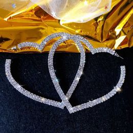 Stud FYUAN Big Heart Crystal Hoop Earrings for Women Bijoux Geometric Rhinestones Earrings Statement Jewellery Party Gifts J230529 J230529
