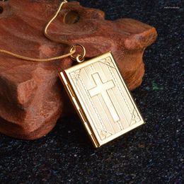 Pendant Necklaces Megin D Silver Gold Plated Bible Cross Po Box Collar Chains Necklace For Women Men Couple Friend Gift Fashion Jewellery