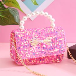 Handbags Kids Sequins Crossbody Bags for Girls Coin Wallet Pouch Cute Child Baby Bowknot Purses and Handbags Gift 230530