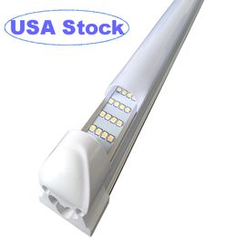 Led Tubes 4 Row Frosted Milky Cover 4 8ft Cooler Door T8 Integrated Double Sides Lights 72W 144W 85-265V bulbs For Workbench Garage Barn Basement Stock in US crestech888