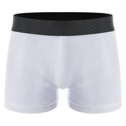 Underpants Mens Lounge Boxers Low Rise Elastic Waistband Shiny Stretchy Boxer Briefs Underwear Lingerie See-through Shorts