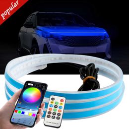 New 1pcs Led Car Hood Lights Universal Headlight Strip Flexible Car Decorative Atmosphere Lamps DRL Auto Daytime Running Lights 12V