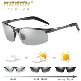 Sunglasses AORON Men Photochromic Polarised Sunglasses Aluminium Frame UV400 Sun Glasses Male Eyewear Driving Goggles L230523