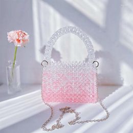 Вечерние сумки градиент розовый домашний бусин для женщин для женщин металлическая сеть.