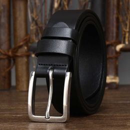 3.5cm wide anti allergic stainless steel buckle with luxury men's denim leather retro strap G230529
