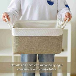 Basket Fabric Storage Basket Foldable Linen Storage Box for Nursery Home Collapsible Canvas Shelf Basket Wardrobe Bedroom Organisers