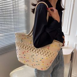 Evening Bags Women Braided Basket Clutches Top-handle Bag Large Straw Portable Shoulder Summer Beach Party Purses Shopper Satchel Female