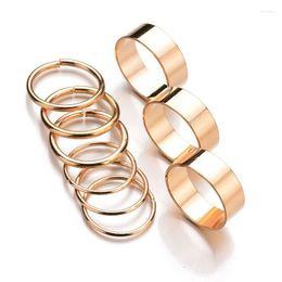 Cluster Rings 9Pcs/Set Fashion Gold Color Knuckle Set For Women Vintage Midi Finger Ring Sets Round Female Party Jewelry Gifts