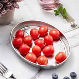 Plates Fruit Tray Easy To Clean Contact Grade Serving Stainless Steel Dining Table Dessert Plate Snack Dish Tableware