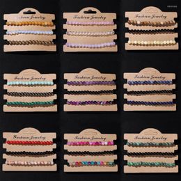 Strand 3Pcs/set Natural Stone Bracelets 6mm Quartzs Fluorite Hematite Bead Yoga Stretch Bracelet For Women Men Lucky Healing Jewelry