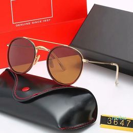 Wholesale-Brand designer Classic Round Polarised Sunglasses driving Eyewear Metal Gold Frame Glasses Men Women Polaroid glass Lens With box