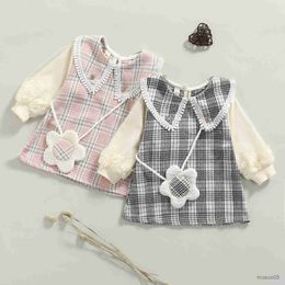 Girl's Dresses Baby Toddler Kid Baby Girls Dress Mesh Long Sleeve Plaid Party Dresses For Girls Costume Autumn Spring Clothes