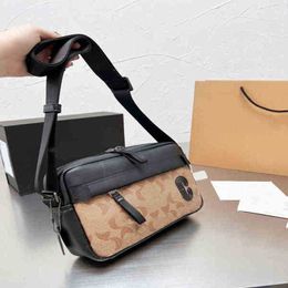 sports Bags Casual Square Lunch Bag Men Handbag Adjustable Shoulder Straps Leather Designer Crossbody Male Outdoor Sports Purses 0607