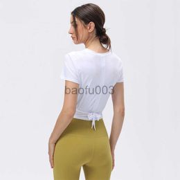 Women's T-Shirt Women Tank Top Fitness Short-sleeved T-shirt Nude Skin-friendly Straps Moire-wicking Sports Blouse Running Gym Clothing J2305