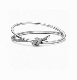 Hot Picking TFF high version Tknot edge series knot bracelet with diamond 18K rose gold fashion 925 silver