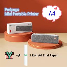 Printers Peripage Mini Inkfree Portable A4 Thermal Bluetooth Printer Paper Wireless USB Photo Printer Document 2'' 3'' 4'' Adjustable PC