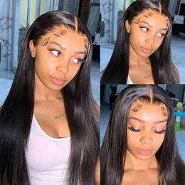 13x6 HD Lace Frontal Wigs Transparent Lace Front Human Hair Wig For Women Straight Human Hair Pre plucked Wigs