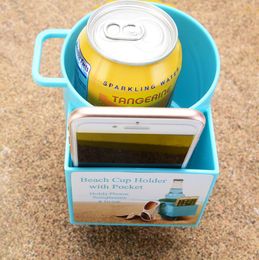 2023 New Plastic 20oz Beach Cup Holder With Pocket Outdoor Camping Multifunctional Seaside Cup Holder Beach Storage Cup Holder A0116