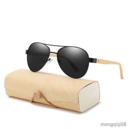 Sunglasses Cases Bags Bamboo pilot Men Wooden metal Women Designer Mirror Sun Glasses for women men with case retro