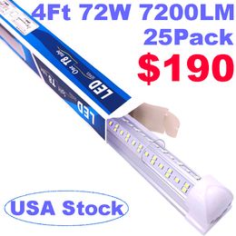 Stock In US 4ft V-Shaped T8 Led Tubes Lights Integrated Leds Light Tube AC 85-265V Cooler Door Shop Lamps For Workbench Garage Clear Cover crestech168