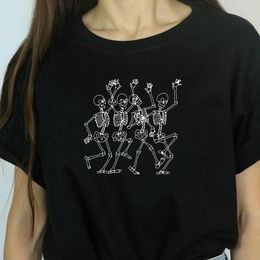 Women's T Shirts Dance Of Death Skeleton T-shirt Female Harajuku Unique And Awesome Grunge Goth Graphic Tee Vintage Shirt Tops Women 2023