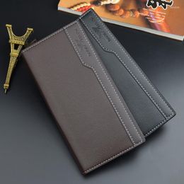 Wallets Men's Long Solid Color Casual Business Male Three-fold Multi-card Holder Large Capacity Simple Thin Zipper Coin Purses