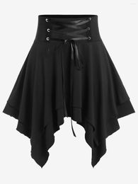 Röcke Rosegal 2023 Plus Size Pee -up Taschentaschentuch Minirock Frauen schwarzer Asymmetrische 4xl