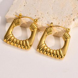Hoop Earrings Dainty U-Shaped Small Geometric Rectangle Huggies For Women Girls Elegant Stainless Steel Party Jewellery