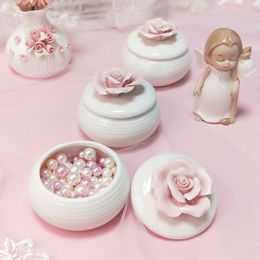 Bottles Jars European style Ceramic with Flower Jewellery Storage Box Delicate Round Retro Beauty Salon Small Porcelain Gift 230615