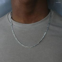 Chains 2023 Yachu Figaro Chain Necklace For Men Silver Color 50cm Long Punk 5mm Width Male Hip Hop Jewelry Gift