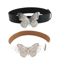 Belts PU Leather Women Soft With Butterfly Buckle Waistband Y2K Decorative Belt Pants Dress For Ladies Trousers Skirt