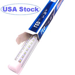 V-Shaped 4ft Cooler Door Led Tubes 50W T8 Integrated Led Tubes 2 Sides Led Lights fixtures For Workbench Garage Barn Workshop Basement Clear Cover usastar