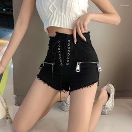 Women's Jeans Bandage Denim Sexy Shorts Women 2023 Black Show Thin High Waist Gitls Ins Fashion Night Club Pants