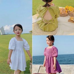 Girl Dresses Toddler Girl's Print Ruffle Trim Round Neck Puff Sleeve Flared A Line Dress Girls Holiday Size 5 Quality