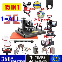 Printers 15 In 1 Combo Multifunctional Sublimation Heat Press Machine T shirt Heat Transfer Printer For Mug/Cap/Football/Bottle/Pen/Shoe
