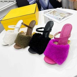 Slippers designer Suede womens Half slippers leather fashion Thin heels Slides woman shoe beach Lazy Sandals Metal heel High heeled shoes J230525 J230530