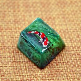 Accessories 1 pc handmade Koi fish resin key cap for MX switches mechanical keyboard creative Customised backlit keycap