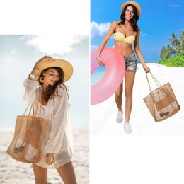 Storage Bags Outdoor Shoulder Bag Two Narrow Straps Tote Washable Keep Neat Sturdy Visible Mesh Beach