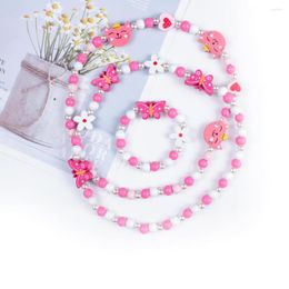Chains Cute Colourful Animal Flower Cartoon Wooden Beads Bracelet Kids Children Toy Jewellery Accessories For Girl's Christmas Gift