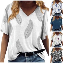 Women's T Shirts Tops For Women 2023 Elegant Unique Casual Summer Floral Short Sleeve Plus Size Y2k